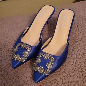Blue Satin Heel Manolo Blahnik dupe